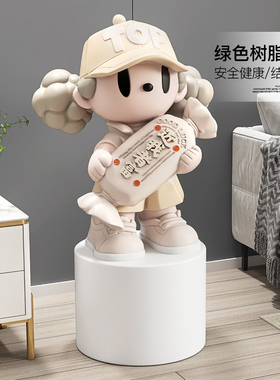 奶油风女孩大型客厅落地摆件电视柜招财家居装S饰品开业乔迁礼物