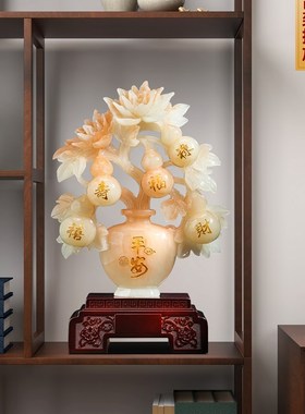 五福临门牡丹花瓶摆件p葫芦客厅玄关酒柜高档装饰品搬新家乔迁礼