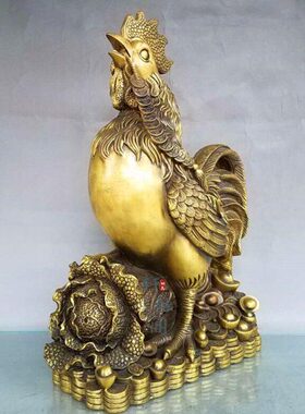 纯铜鸡摆件全铜公鸡大金鸡元宝白菜鸡客厅装饰工艺品家装礼品摆设