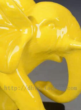 黄色招财大象摆件一对大号家居客厅摆件家居装饰品吉祥工艺品摆设