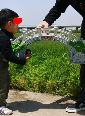 室内外小桥塔假山配件草屋鱼池水族箱鱼缸造布景田园石桥拱桥摆件