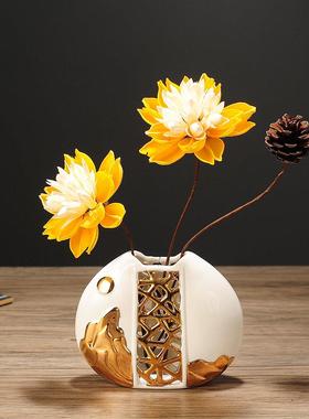 花瓶桌面鹿摆件酒柜新中式家居房间客厅玄关干花插花摆设装饰品