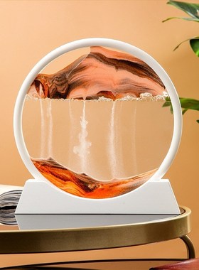 厂家新款圆流沙画玻璃工艺礼品创意家居装饰立体艺术文化沙漏摆件