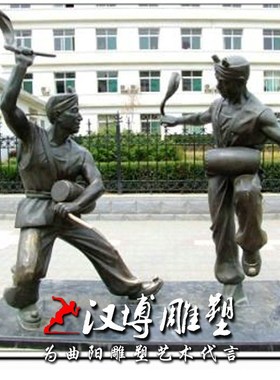 玻璃钢仿铜陕西人物雕像民俗雕塑玻璃钢仿铜园林商业观雕塑