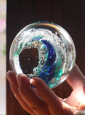 速发玻璃装饰水j晶球生日教师节礼物海洋摆件鱼缸造景博山手工琉