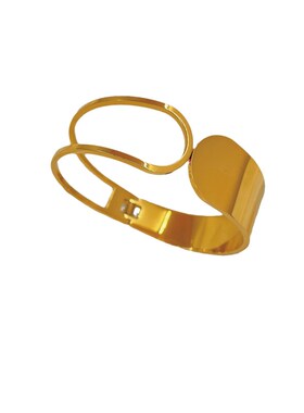 网红韩版时尚个性宽版光面钛钢手镯小众设计简约开口手W环电镀18K