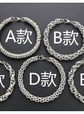 日韩版欧a美款手工编织复古粗玉米扭麻花钛钢男女手链龙骨链蛇骨