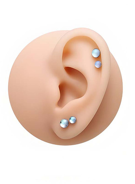 钛合金唇钉包镶平底内螺纹月光石