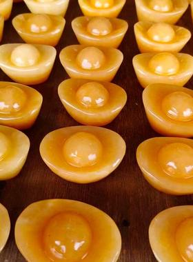 玉石聚宝盆摆件天然米黄玉玄关公司前台装饰新中式店铺开业礼品