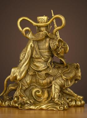 黄铜骑虎武财神赵公明神像赵元帅财神爷家用供奉招财摆件开业礼品