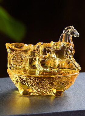 马到成功黄水晶元宝摆件 家居装饰品办公室客厅摆件店铺开业礼品