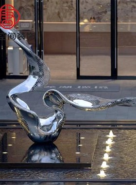 不锈钢雕塑定制圆环广场t简约抽象船大型金属镂空鹿水景观落地摆