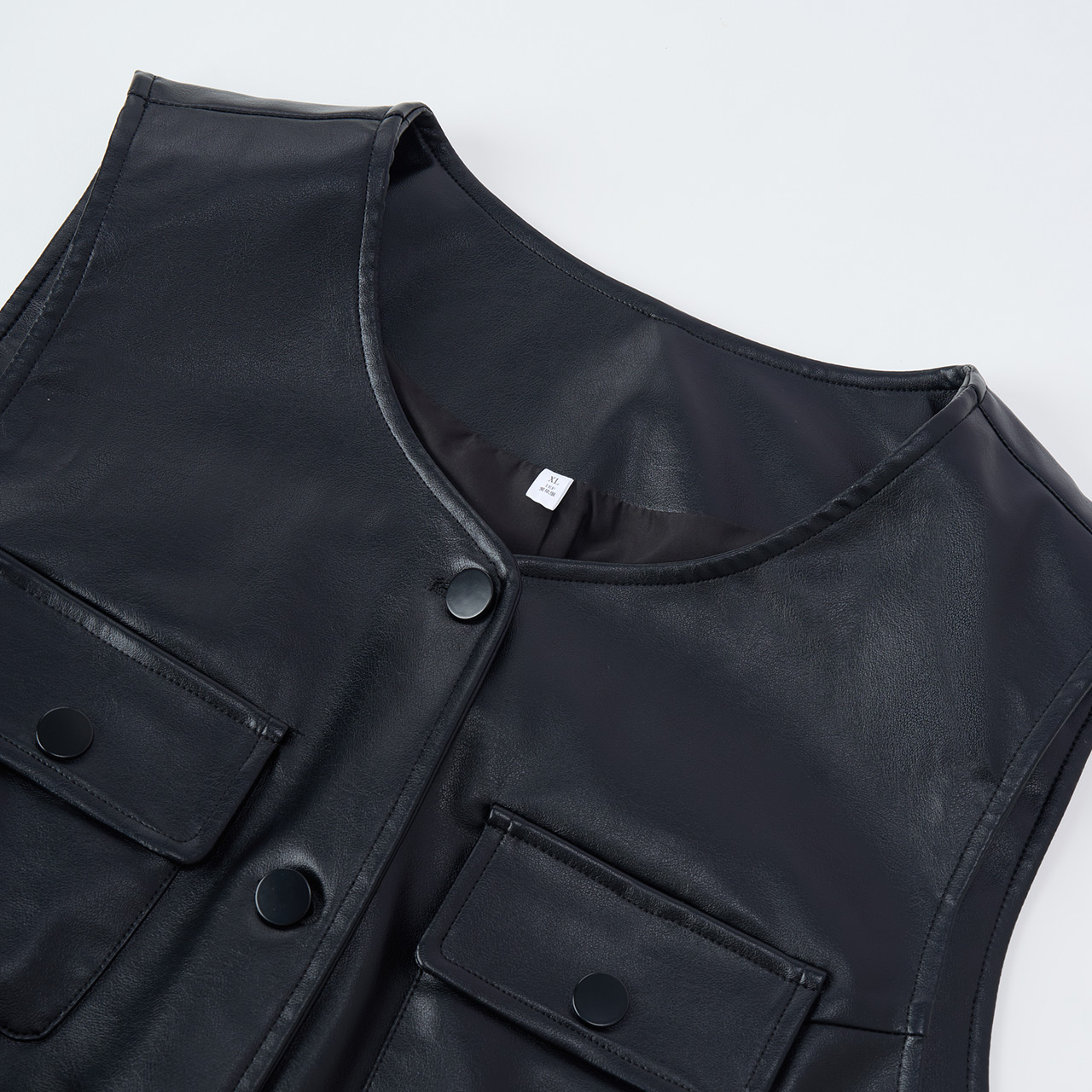 IEF/爱依服【大码女装】套装2025秋新款亮面皮衣马甲连衣裙两件套 - 图3