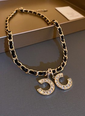 小众设计感皮质编织C字母项链轻奢网红新款锁骨链百X搭时尚颈链女