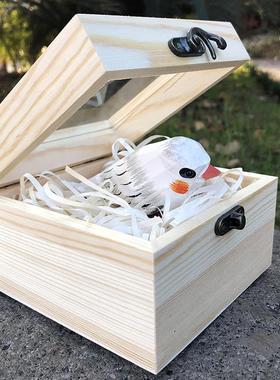 木雕小鸟肥啾山雀可爱文艺桌面装饰品生日礼物送女生实木动物摆件