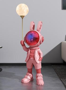 科技感太空兔摆件宇航员轻奢网红机械兔客厅大型落地电视柜装饰品