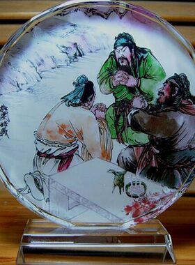 桃园三结义摆设模型礼物张飞礼品刘备人偶关公收藏品三国水晶摆件