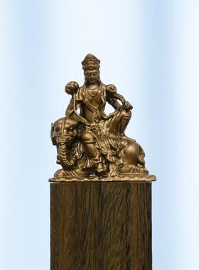 简修行白象普贤王如来文殊普贤佛像坐像黄铜像雕像精致迷你随身佛