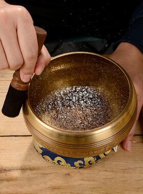 藏村钵音碗全铜颂钵盂尼泊尔手工铜磬摆件瑜伽疗愈冥想音疗铜钵