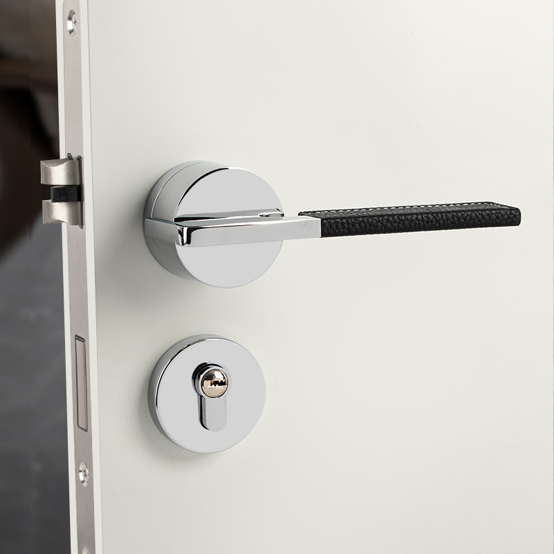 门锁室内木门现代极简真皮磁吸静音轻奢J金色卧室家用通用型门把 - 图1