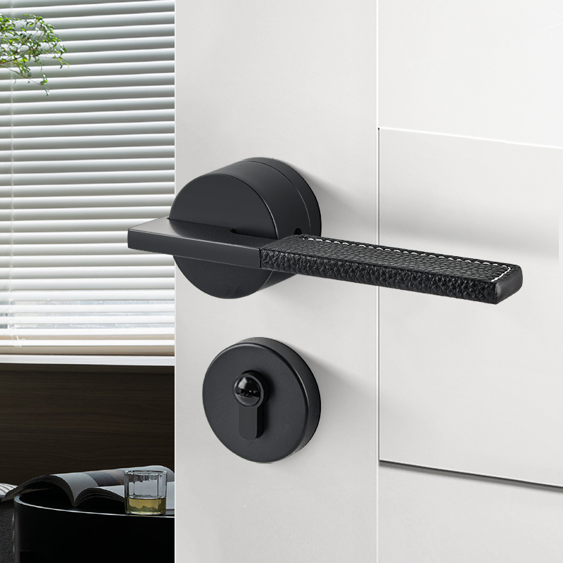 门锁室内木门现代极简真皮磁吸静音轻奢J金色卧室家用通用型门把 - 图2