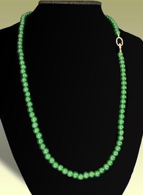 天然绿色玉髓轻奢小众流苏配饰H国风款毛衣项链厂家直供