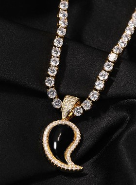 时尚创意腰果花吊坠项链C复古铜镶锆石欧美极简项链