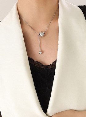 新中式ins风嘻哈潮流钢s珠流苏吊坠项链钛钢美拉德配饰圆蛇链饰品