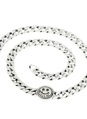 韩版冷淡风个性笑脸项链女复古重工E时尚锁骨链朋克嘻哈蹦迪毛衣