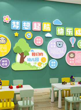幼儿园文化墙面装k饰大厅形象环境创设主题材料成品托管班教室布