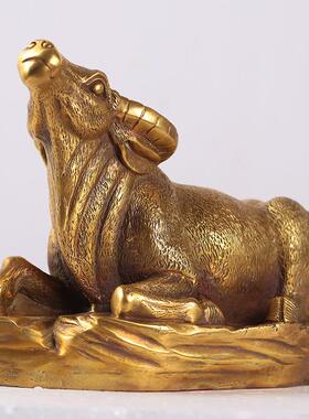 纯黄铜牛摆件生肖牛工艺礼品摆饰招财铜牛 家居装饰品摆设风水摆