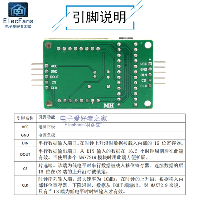 MAX7219点阵模块 8*8共阴 LED灯珠 可级联单片机驱动板控制显示器 - 图1