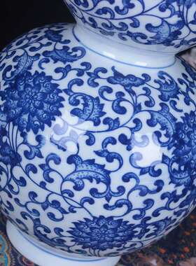 景德镇陶瓷花瓶 青花瓷葫芦瓶 时尚家居装饰小酒壶陶瓷工艺品