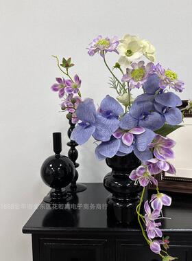 欧式级感轻奢 客厅摆件室内装饰软装 仿真花蝴蝶兰垂丝茉莉花束