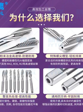 机用丝锥丝攻HRC35-45粉末冶金HSS螺旋锥不锈钢专用攻牙m2-m12