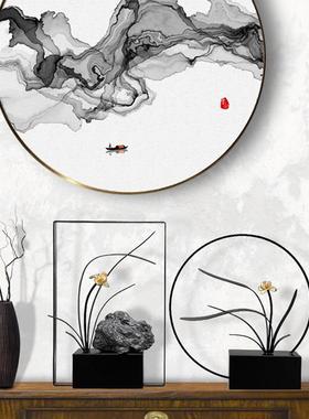 新中式摆件创意铁艺家居客厅酒柜玄关电视柜办公室禅意招财装饰品