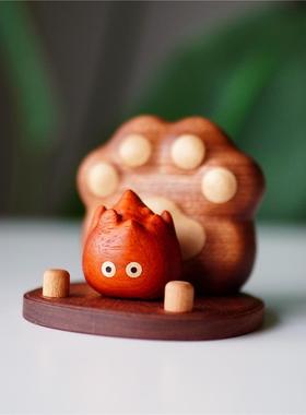 Joe/猫爪王座可爱创意摆件手机支撑架原木办公桌面装饰家居礼物