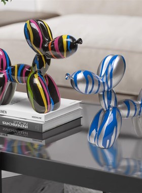 手工创意奢侈品摆件泼墨树脂客厅书桌气球狗摆件电视柜酒架装饰品