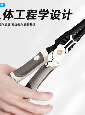 福冈尖嘴钳多功能剥线钳8寸专业电工钳家用老虎钳子原装手钳工具