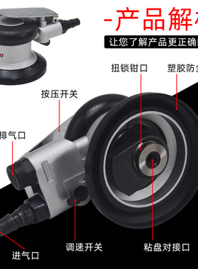 气磨机气动打磨机砂纸机手持5寸风动干磨头打磨机汽车打蜡抛光机