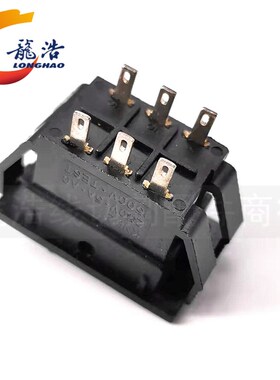 龙浩牌线切割配件机床控制柜大六脚黑色无灯开关32*20  5A250V