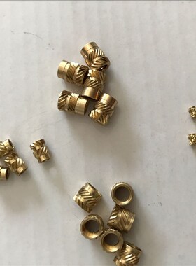 注塑铜螺母 双斜花 注塑 压花 热熔 铜预埋件铜镶嵌件M1.6-M2