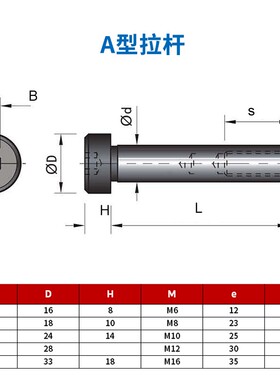 12.9级A型小拉杆模具拉杆套塑胶模C型限位螺丝直径13/16/20/25*35