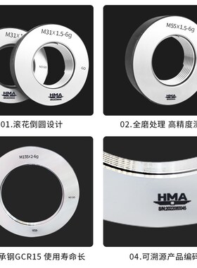 过检量规螺纹规包过螺纹通止规环规高精度计量检测检具M标准牙1.5