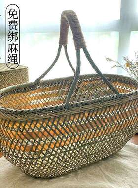 &纯手工竹篮编制品家用买菜送礼鸡蛋篮水果篮环保厨房收纳老式竹
