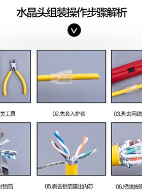 CAT6六类网线水晶头分体式屏蔽家用宽带电脑RJ45千兆网络线连接头