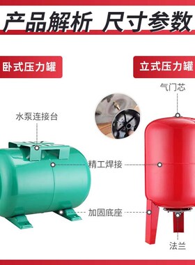自吸泵5L-100L压力罐通用家用全自动稳压恒压罐膨胀罐19L/24L/36L
