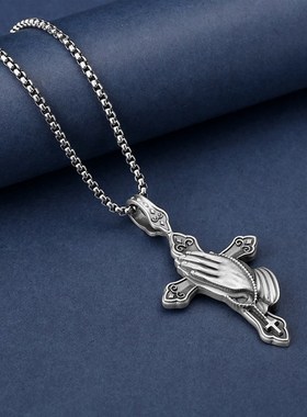 欧美时尚风格十字架吊坠复古吊牌项N链毛衣链速卖通饰品
