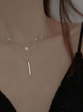 简约冷淡风双层闪钻锁骨链女