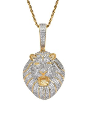 欧美项链嘻e哈狮子头吊坠嘻哈微镶锆石潮人个性hiphop男士配饰